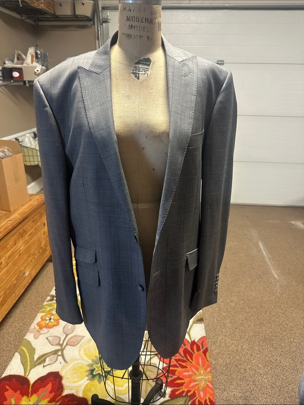 Men's Classic Gray Windowpane Blazer